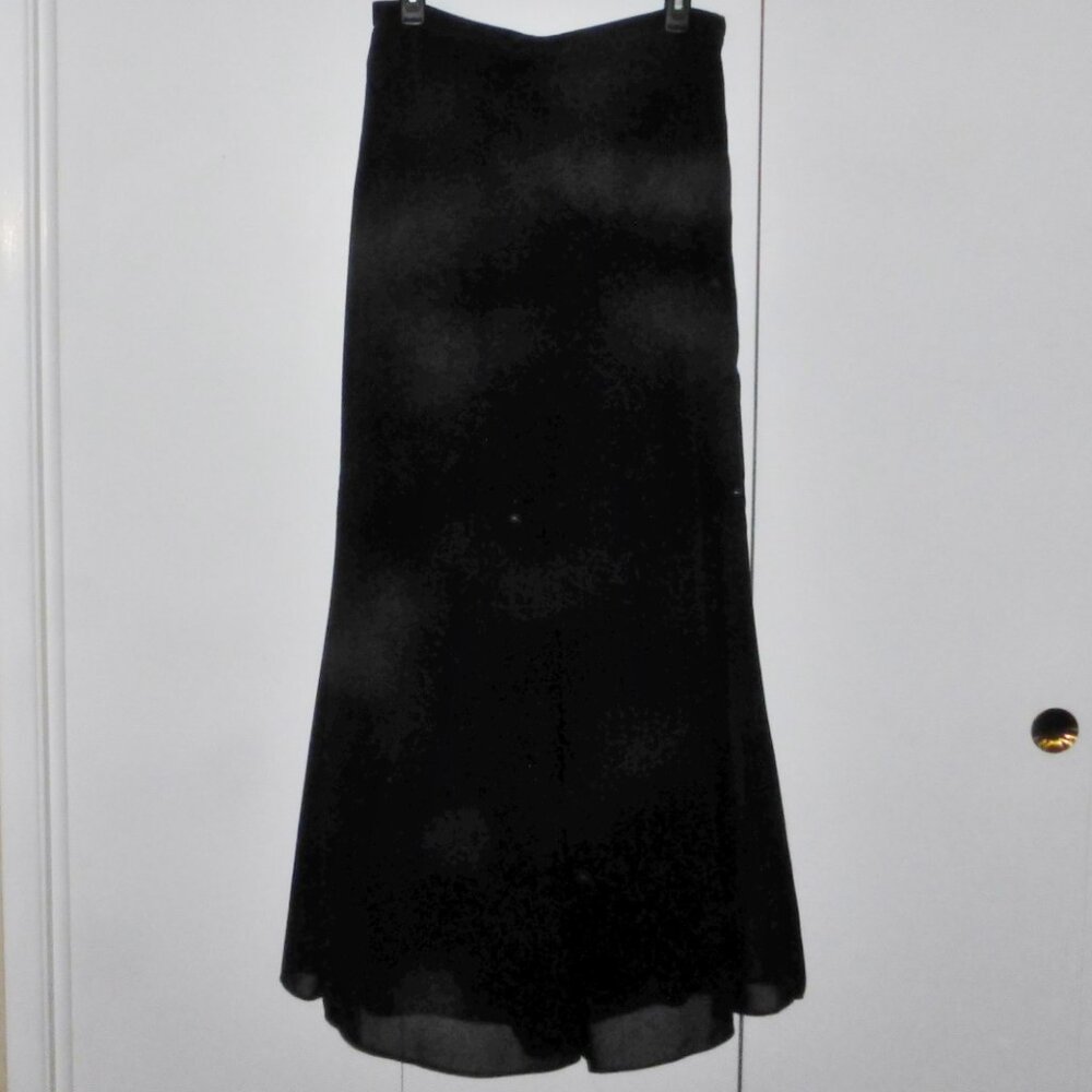 Black Chiffon Overlay Palazzo Pants Wide Leg Side Zipper USA 10